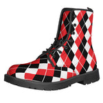 Red Black And White Argyle Print Backpack