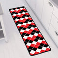 Red Black And White Argyle Print Long Kitchen Mat