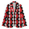 Red Black And White Argyle Print Men's Blazer