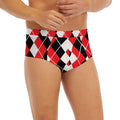 Red Black And White Argyle Print Men's Briefs