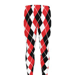 Red Black And White Argyle Print Men's leggings