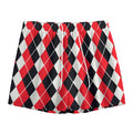 Red Black And White Argyle Print Mesh Shorts