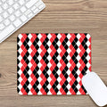 Red Black And White Argyle Print Mouse Pad