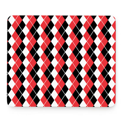 Red Black And White Argyle Print Mouse Pad