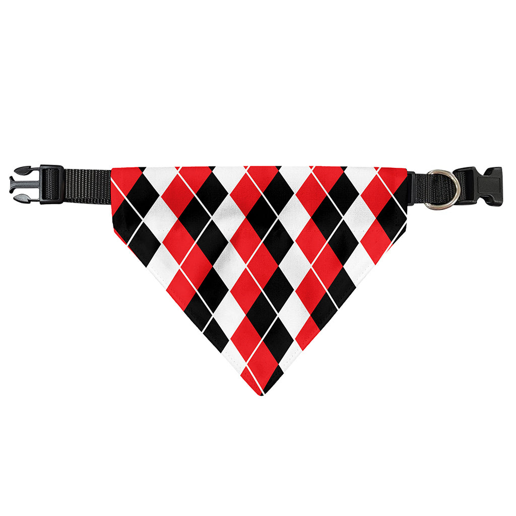 Red Black And White Argyle Print Over The Collar Dog Bandana