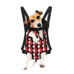 Red Black And White Argyle Print Pet Carrier Backpack