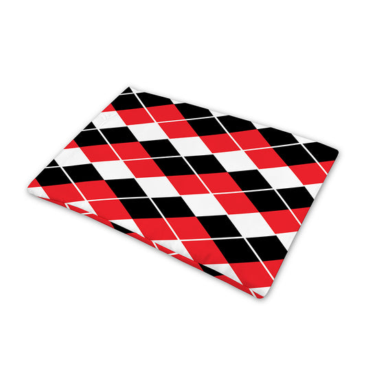 Red Black And White Argyle Print Pet Cooling Mat Cover
