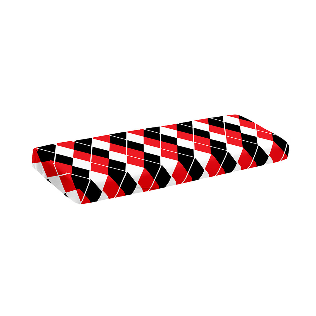 Red Black And White Argyle Print Piano Keyboard Cover
