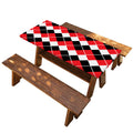 Red Black And White Argyle Print Picnic Table Cover
