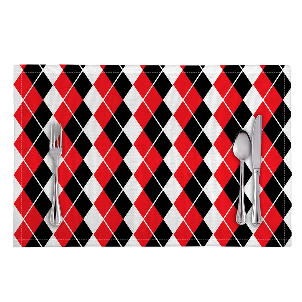 Red Black And White Argyle Print Placemat