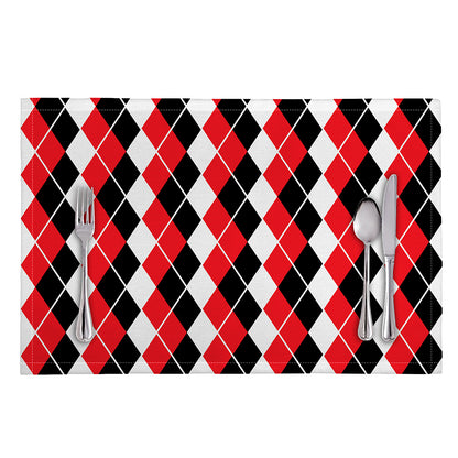 Red Black And White Argyle Print Placemat