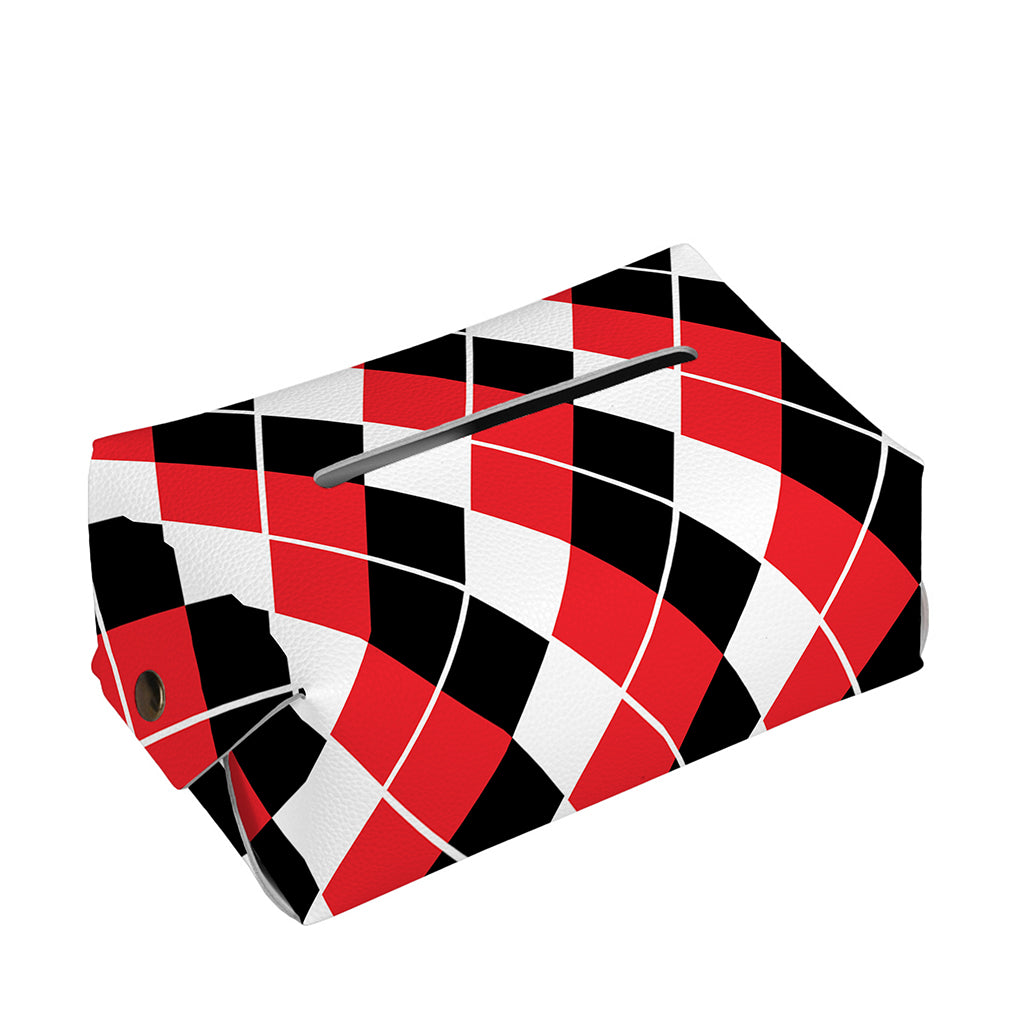 Red Black And White Argyle Print Rectangle Tissue Box Cover