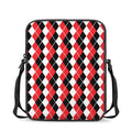 Red Black And White Argyle Print Rectangular Crossbody Bag