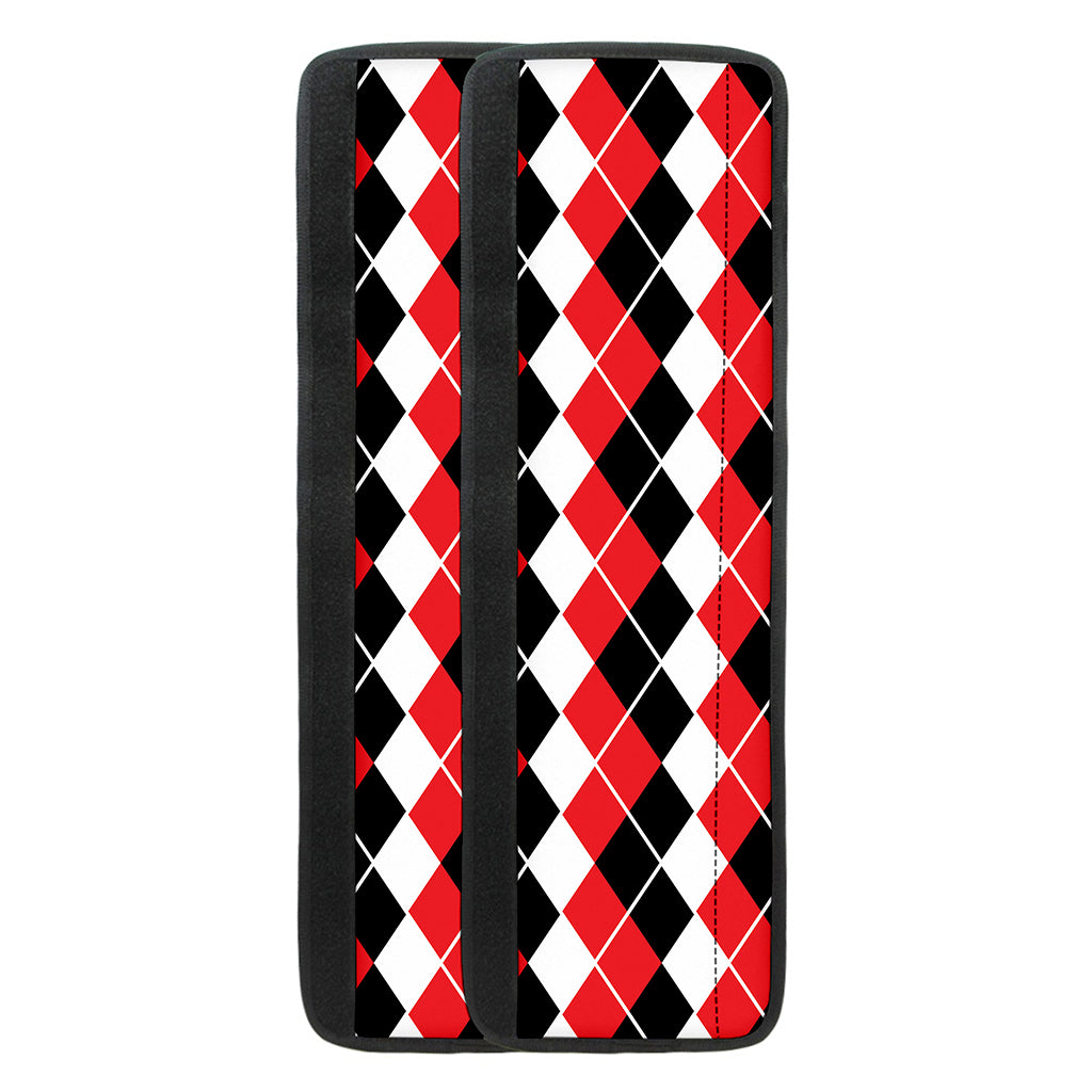 Red Black And White Argyle Print Refrigerator Handle Covers