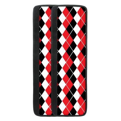 Red Black And White Argyle Print Refrigerator Handle Covers