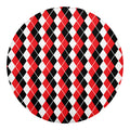 Red Black And White Argyle Print Round Blanket
