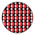 Red Black And White Argyle Print Round Floor Mat