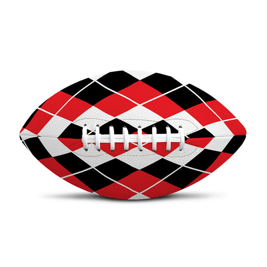 Red Black And White Argyle Print Rugby Ball