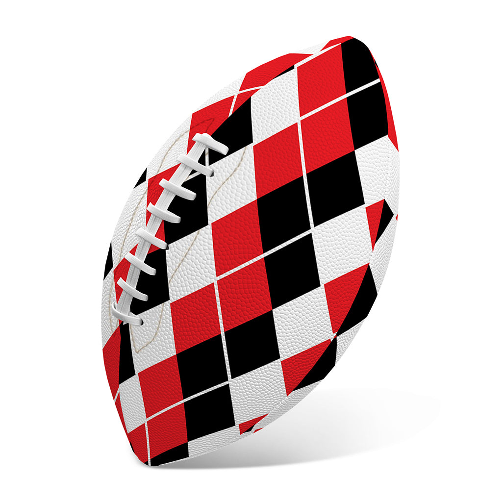 Red Black And White Argyle Print Rugby Ball