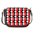 Red Black And White Argyle Print Saddle Bag