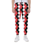 Red Black And White Argyle Print Scuba Joggers