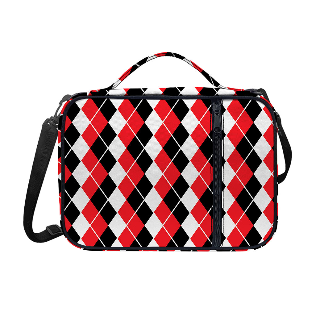 Red Black And White Argyle Print Shoulder Strap Bible Bag
