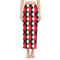 Red Black And White Argyle Print Side Slit Maxi Skirt