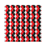 Red Black And White Argyle Print Silk Bandana
