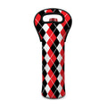 Red Black And White Argyle Print Single Neoprene Wine Tote