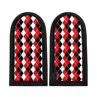 Red Black And White Argyle Print Skillet Handle Cover