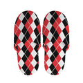 Red Black And White Argyle Print Slippers