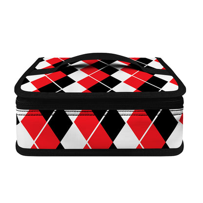 Red Black And White Argyle Print Small Lunch Bag