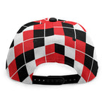 Red Black And White Argyle Print Snapback Cap