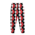 Red Black And White Argyle Print Sweatpants