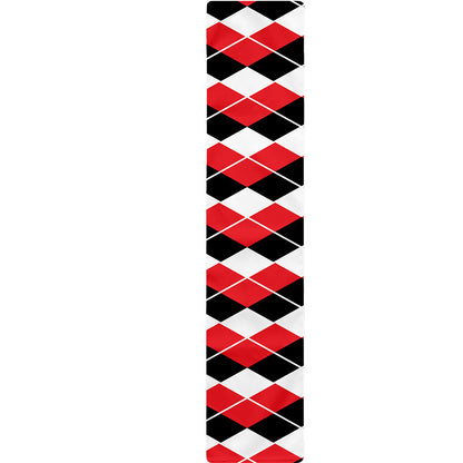 Red Black And White Argyle Print Table Runner