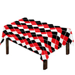 Red Black And White Argyle Print Tablecloth