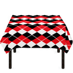 Red Black And White Argyle Print Tablecloth