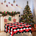 Red Black And White Argyle Print Tablecloth