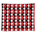 Red Black And White Argyle Print Tapestry