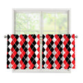 Red Black And White Argyle Print Tier Curtains