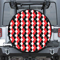 Red Black And White Argyle Print Tire Cover