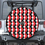 Red Black And White Argyle Print Tire Cover With Camera Hole