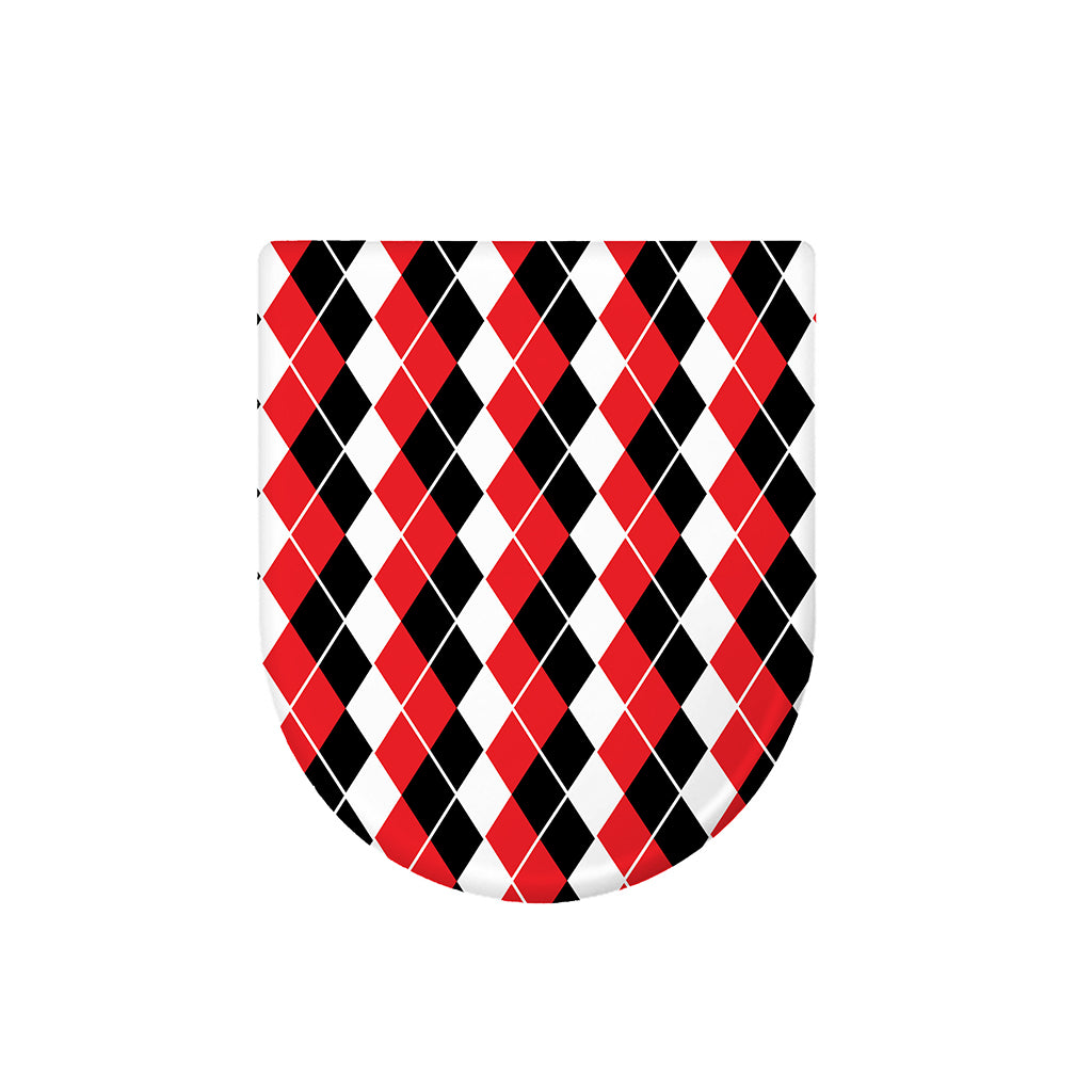 Red Black And White Argyle Print Toilet Lid Cover