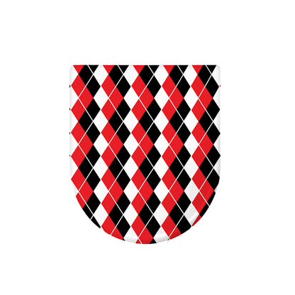 Red Black And White Argyle Print Toilet Lid Cover