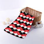 Red Black And White Argyle Print Towel