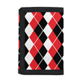 Red Black And White Argyle Print Trifold Wallet