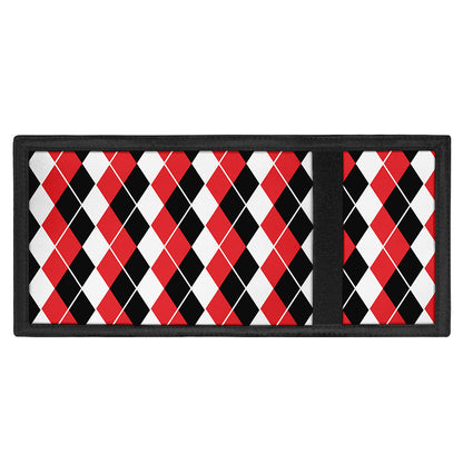 Red Black And White Argyle Print Trifold Wallet