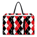 Red Black And White Argyle Print Utility Tote Bag