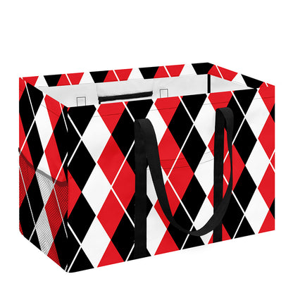 Red Black And White Argyle Print Utility Tote Bag