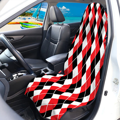 Red Black And White Argyle Print Waterproof Car Seat Cover